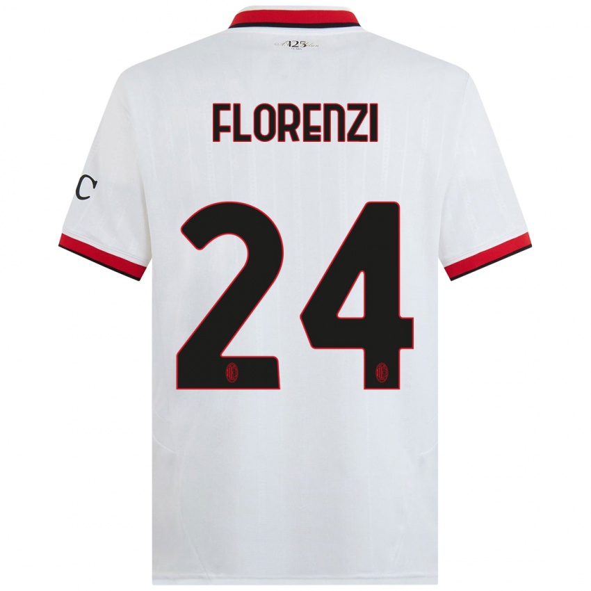 Niño Camiseta Alessandro Florenzi #24 Blanco Negro Rojo 2ª Equipación 2024/25 La Camisa