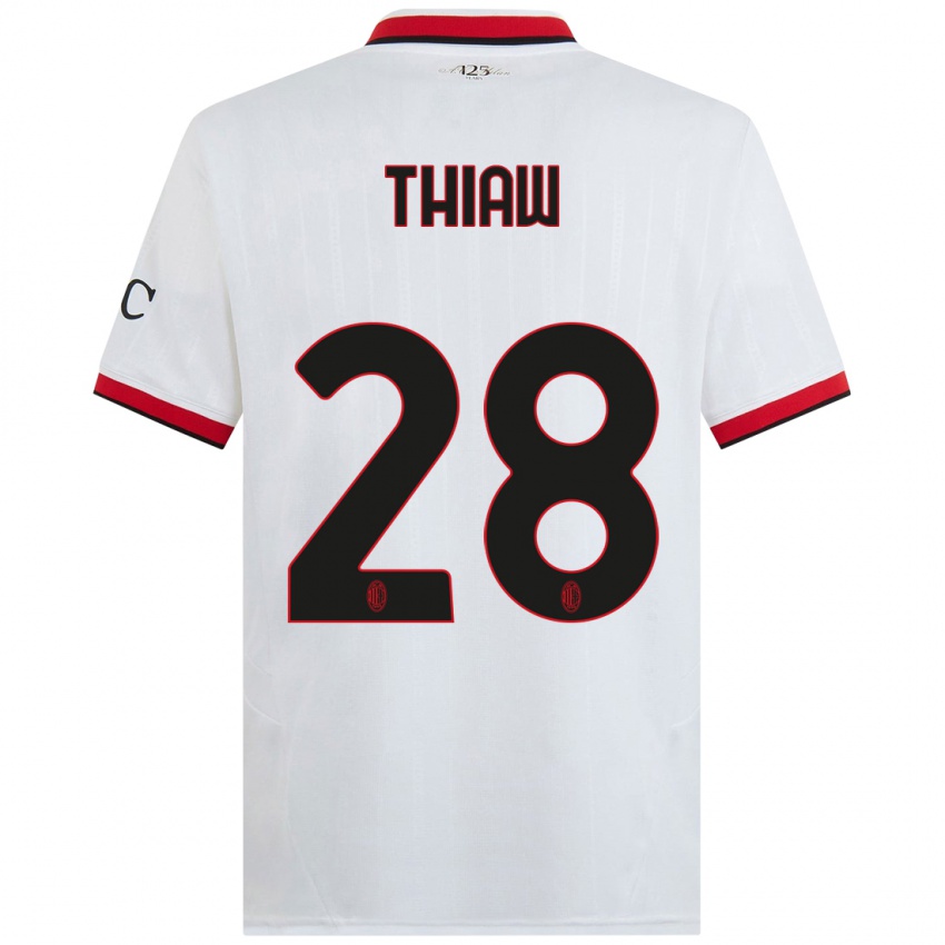 Niño Camiseta Malick Thiaw #28 Blanco Negro Rojo 2ª Equipación 2024/25 La Camisa