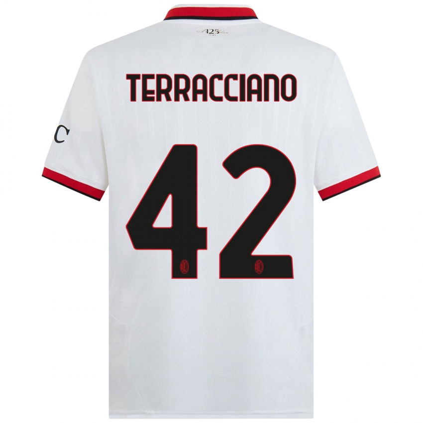 Niño Camiseta Filippo Terracciano #42 Blanco Negro Rojo 2ª Equipación 2024/25 La Camisa