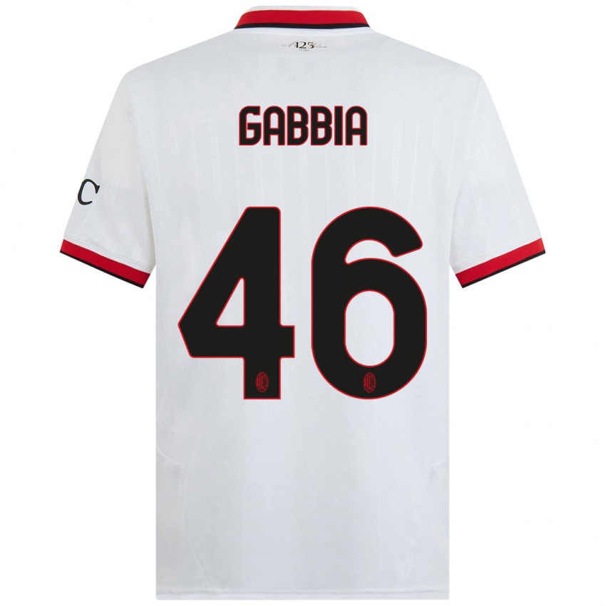 Niño Camiseta Matteo Gabbia #46 Blanco Negro Rojo 2ª Equipación 2024/25 La Camisa