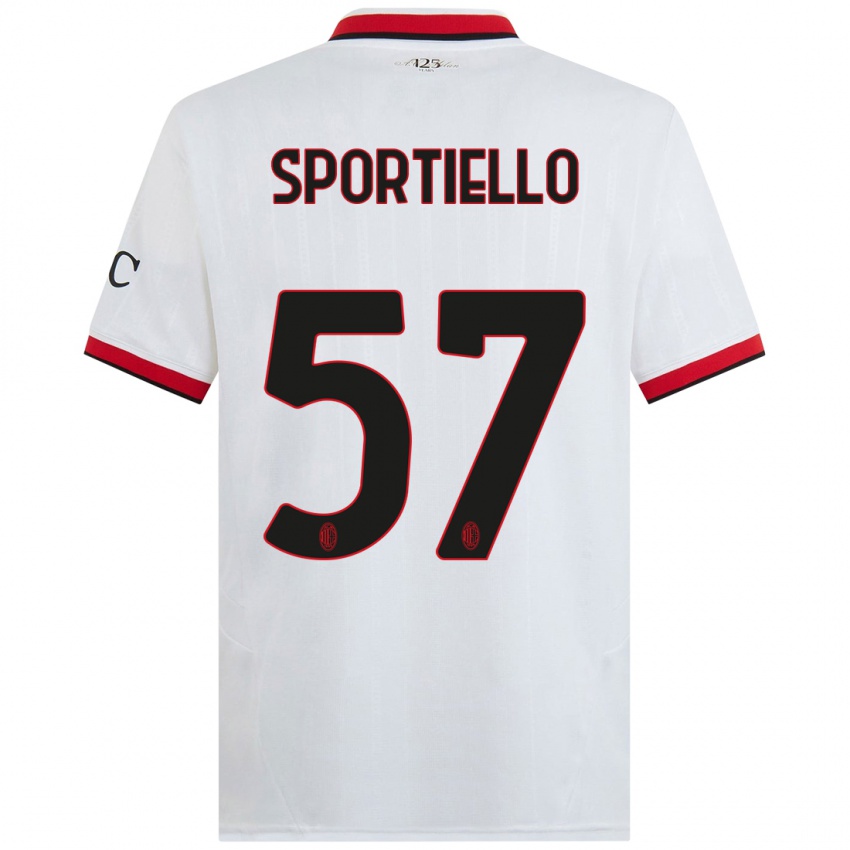 Niño Camiseta Marco Sportiello #57 Blanco Negro Rojo 2ª Equipación 2024/25 La Camisa