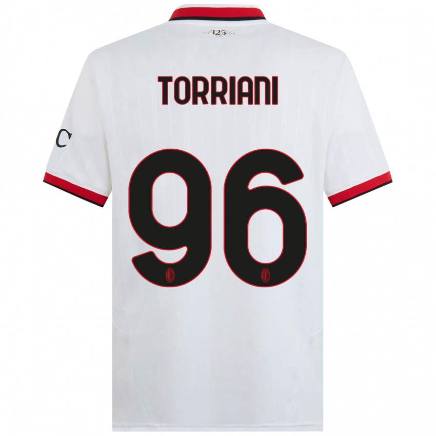 Niño Camiseta Lorenzo Torriani #96 Blanco Negro Rojo 2ª Equipación 2024/25 La Camisa