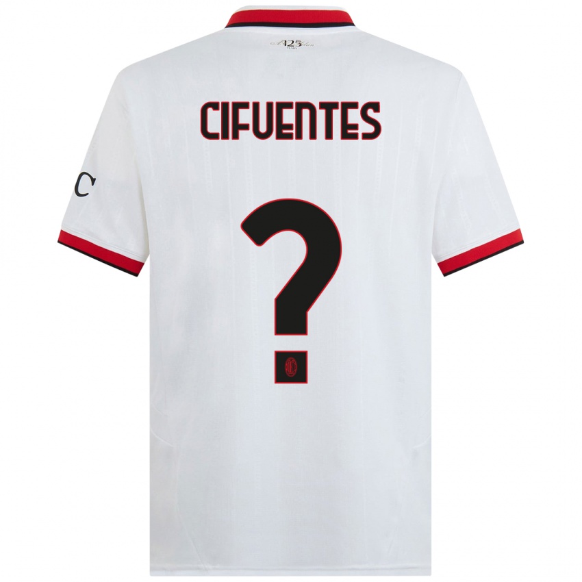 Niño Camiseta Maikol Cifuentes #0 Blanco Negro Rojo 2ª Equipación 2024/25 La Camisa