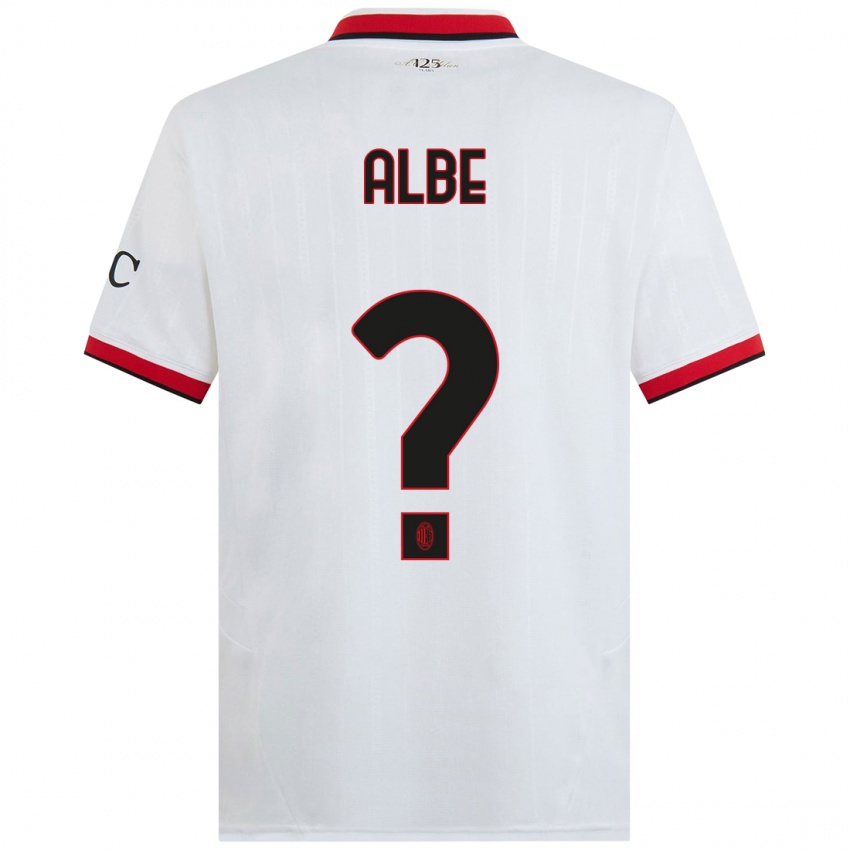 Niño Camiseta Salem Albe #0 Blanco Negro Rojo 2ª Equipación 2024/25 La Camisa