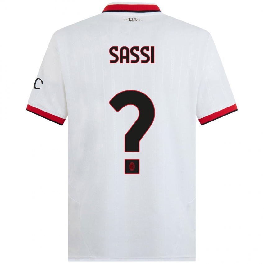 Niño Camiseta Simone Sassi #0 Blanco Negro Rojo 2ª Equipación 2024/25 La Camisa