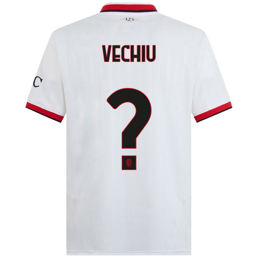 Niño Camiseta Christian Vechiu #0 Blanco Negro Rojo 2ª Equipación 2024/25 La Camisa