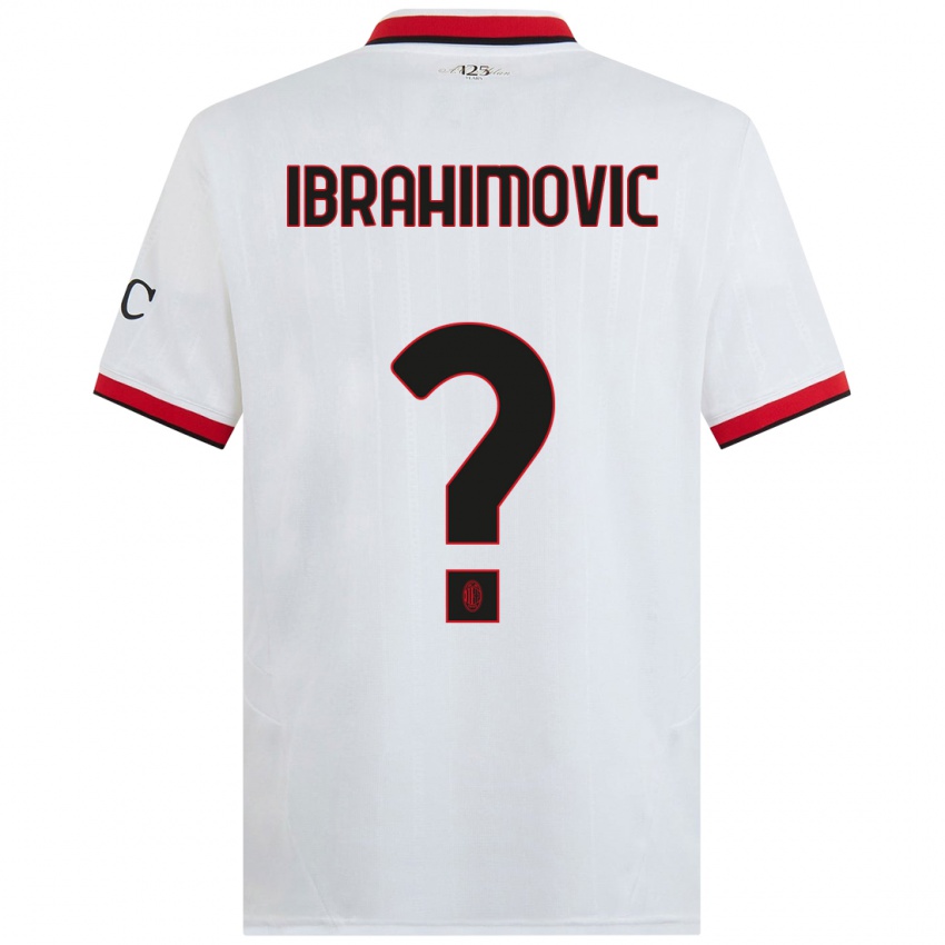 Niño Camiseta Vincent Ibrahimovic #0 Blanco Negro Rojo 2ª Equipación 2024/25 La Camisa