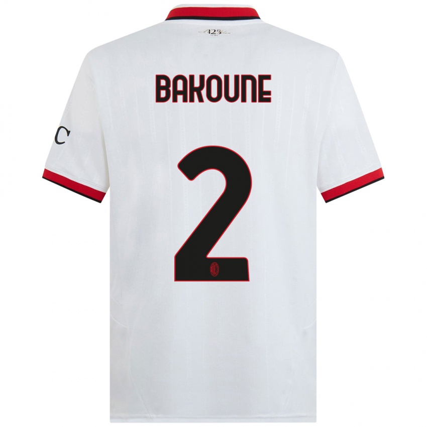 Niño Camiseta Adam Bakoune #2 Blanco Negro Rojo 2ª Equipación 2024/25 La Camisa