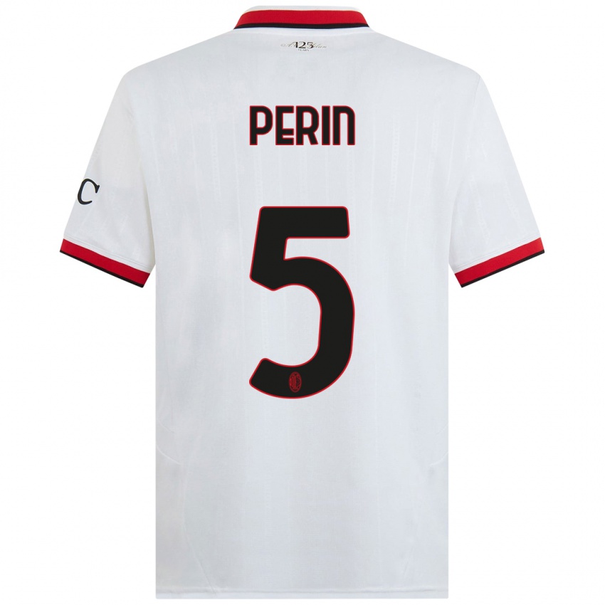 Niño Camiseta Ernesto Perin #5 Blanco Negro Rojo 2ª Equipación 2024/25 La Camisa