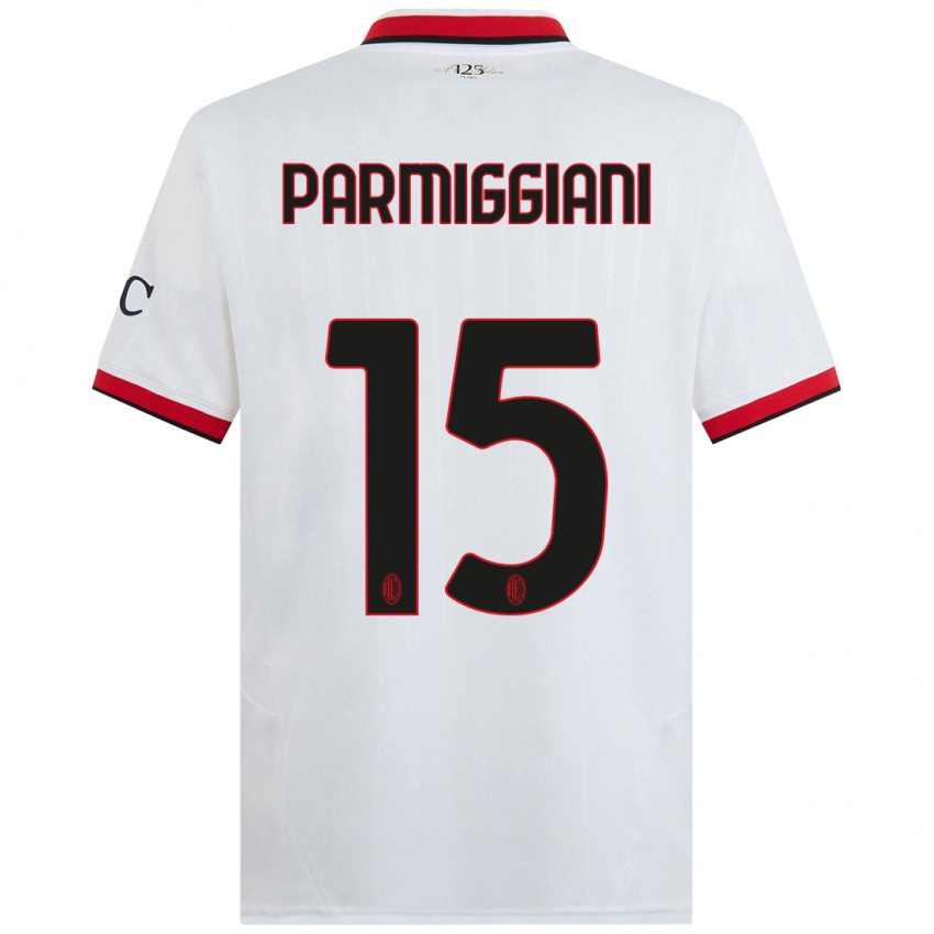 Niño Camiseta Pietro Parmiggiani #15 Blanco Negro Rojo 2ª Equipación 2024/25 La Camisa