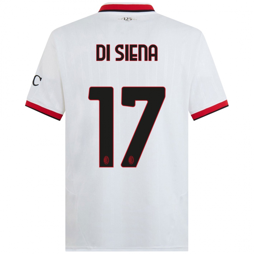 Niño Camiseta Andrea Di Siena #17 Blanco Negro Rojo 2ª Equipación 2024/25 La Camisa