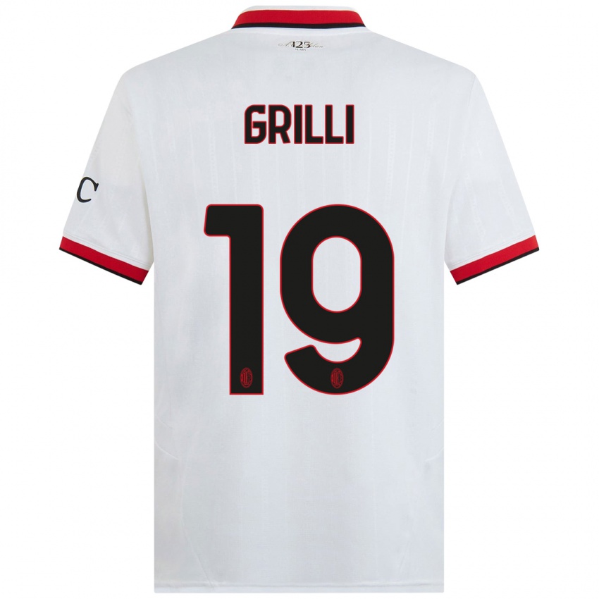 Niño Camiseta Lorenzo Grilli #19 Blanco Negro Rojo 2ª Equipación 2024/25 La Camisa