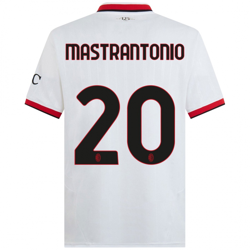 Niño Camiseta Davide Mastrantonio #20 Blanco Negro Rojo 2ª Equipación 2024/25 La Camisa