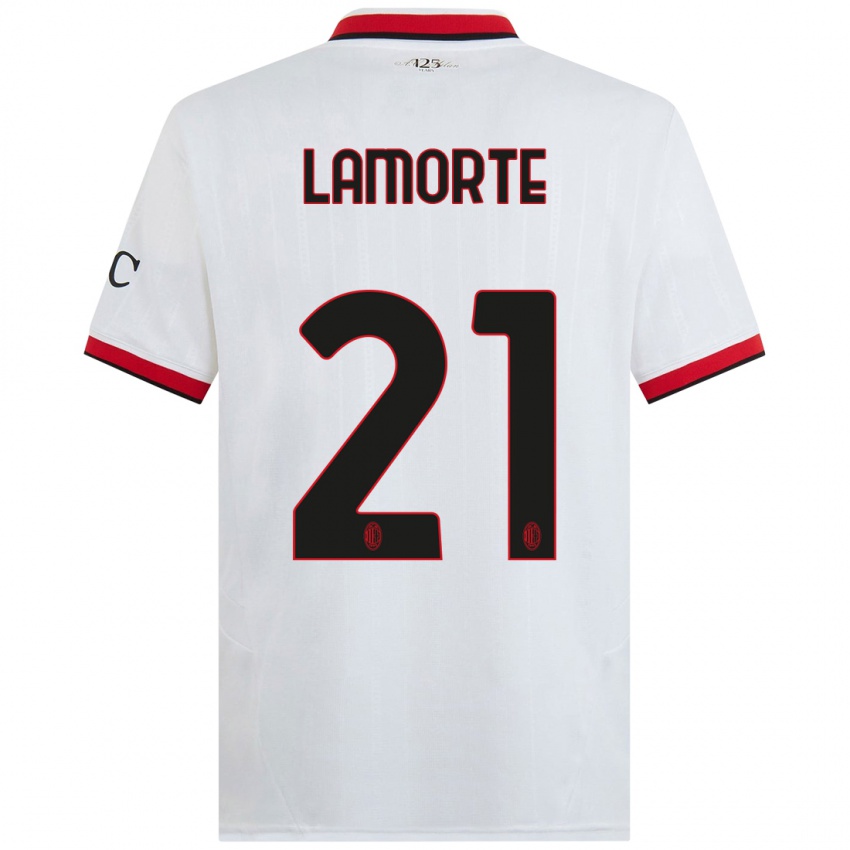 Niño Camiseta Alessandro Lamorte #21 Blanco Negro Rojo 2ª Equipación 2024/25 La Camisa