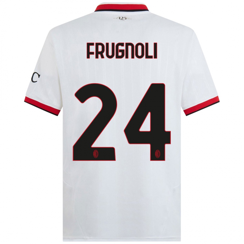 Niño Camiseta Leonardo Frugnoli #24 Blanco Negro Rojo 2ª Equipación 2024/25 La Camisa