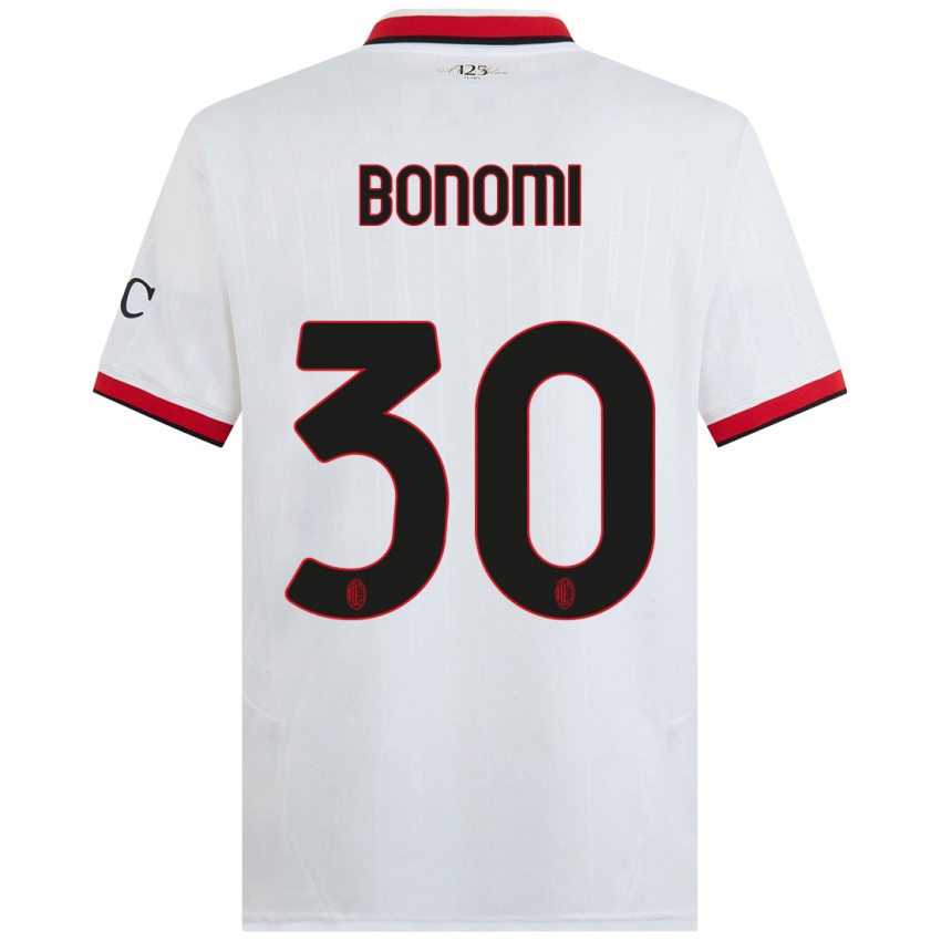 Niño Camiseta Alessandro Bonomi #30 Blanco Negro Rojo 2ª Equipación 2024/25 La Camisa