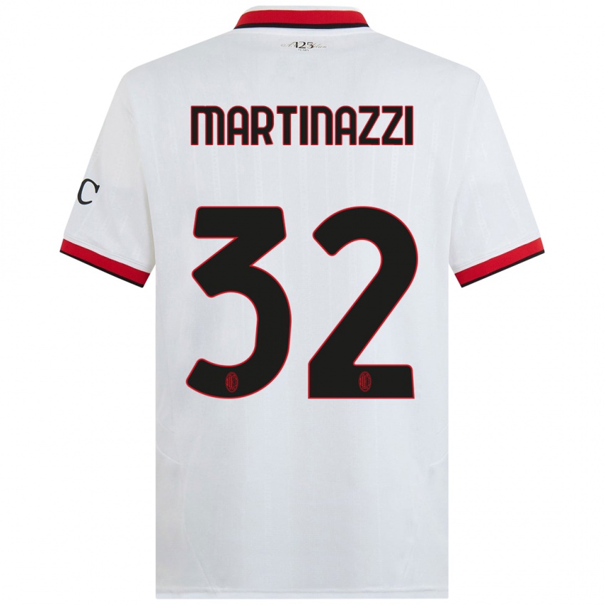 Niño Camiseta Luca Martinazzi #32 Blanco Negro Rojo 2ª Equipación 2024/25 La Camisa