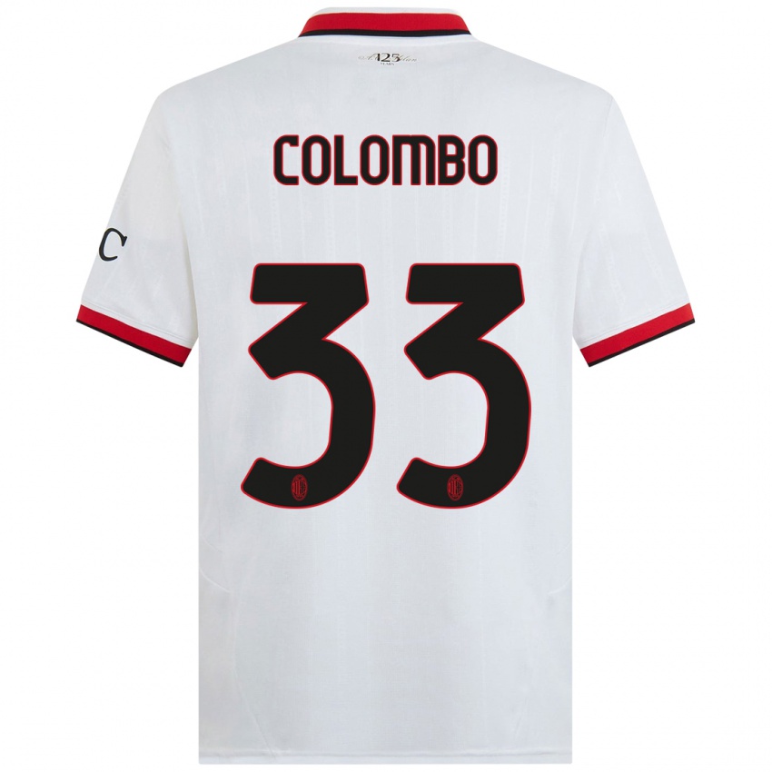 Niño Camiseta Federico Colombo #33 Blanco Negro Rojo 2ª Equipación 2024/25 La Camisa