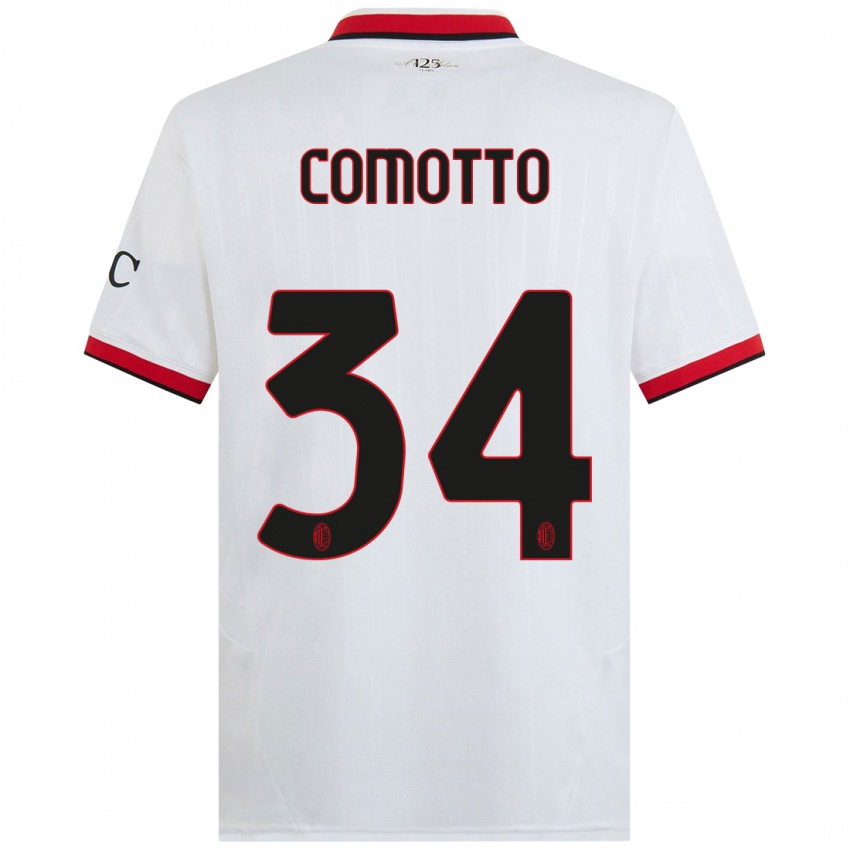 Niño Camiseta Christian Comotto #34 Blanco Negro Rojo 2ª Equipación 2024/25 La Camisa