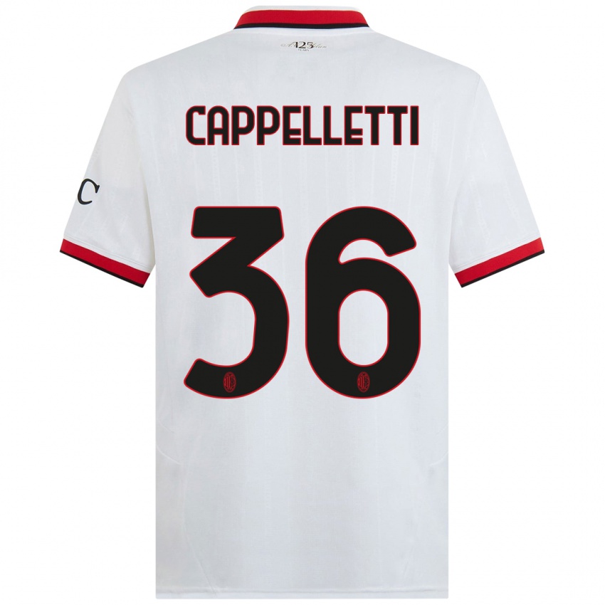 Niño Camiseta Mattia Cappelletti #36 Blanco Negro Rojo 2ª Equipación 2024/25 La Camisa