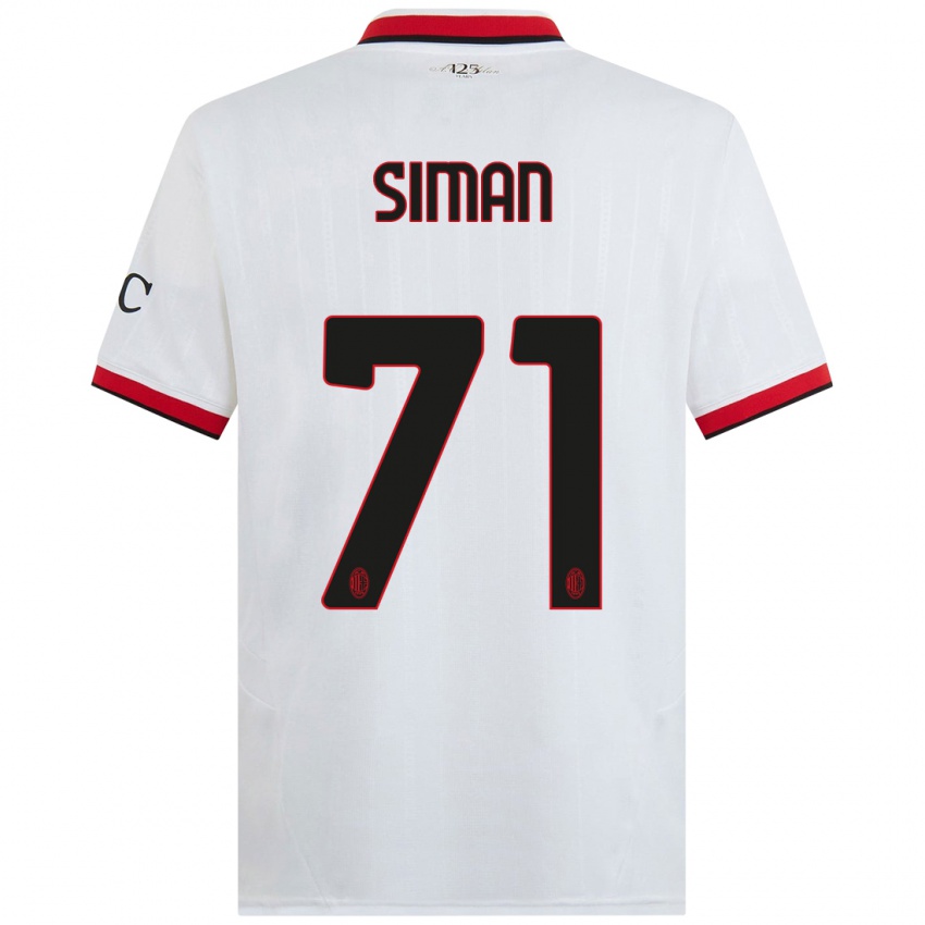 Niño Camiseta Alexandru Șiman #71 Blanco Negro Rojo 2ª Equipación 2024/25 La Camisa