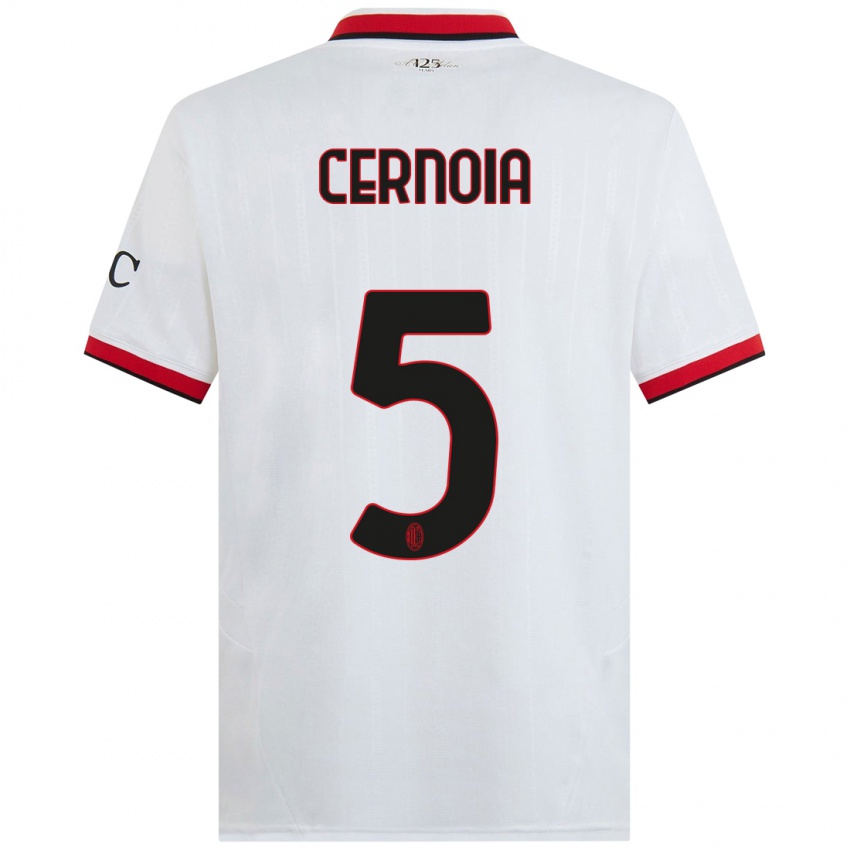 Niño Camiseta Valentina Cernoia #5 Blanco Negro Rojo 2ª Equipación 2024/25 La Camisa