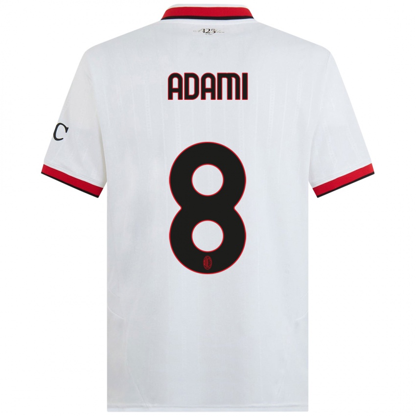 Niño Camiseta Greta Adami #8 Blanco Negro Rojo 2ª Equipación 2024/25 La Camisa