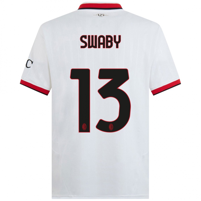 Niño Camiseta Allyson Swaby #13 Blanco Negro Rojo 2ª Equipación 2024/25 La Camisa