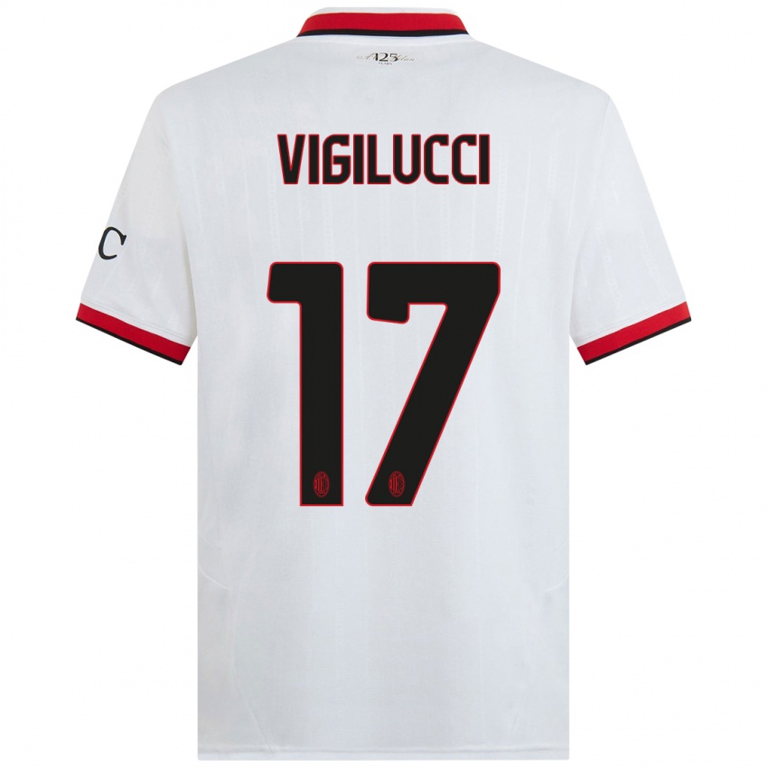 Niño Camiseta Valery Vigilucci #17 Blanco Negro Rojo 2ª Equipación 2024/25 La Camisa