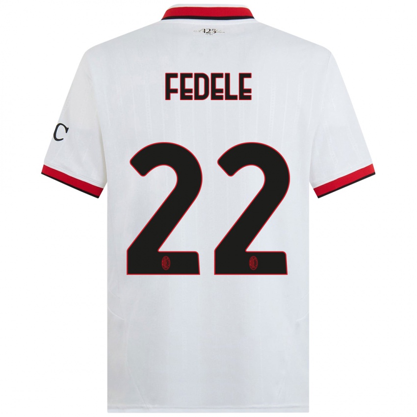 Niño Camiseta Noemi Fedele #22 Blanco Negro Rojo 2ª Equipación 2024/25 La Camisa