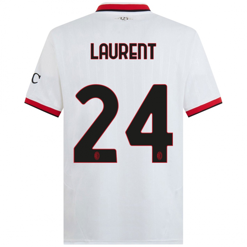 Niño Camiseta Emelyne Laurent #24 Blanco Negro Rojo 2ª Equipación 2024/25 La Camisa