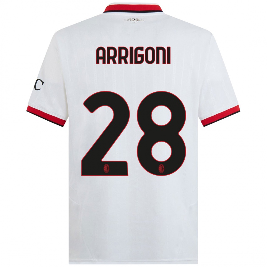 Niño Camiseta Giorgia Arrigoni #28 Blanco Negro Rojo 2ª Equipación 2024/25 La Camisa