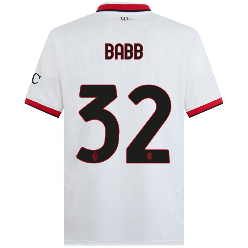 Niño Camiseta Selena Delia Babb #32 Blanco Negro Rojo 2ª Equipación 2024/25 La Camisa