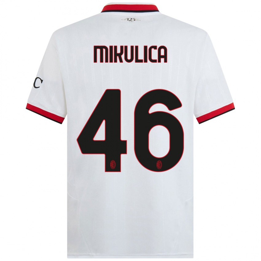 Niño Camiseta Petra Mikulica #46 Blanco Negro Rojo 2ª Equipación 2024/25 La Camisa