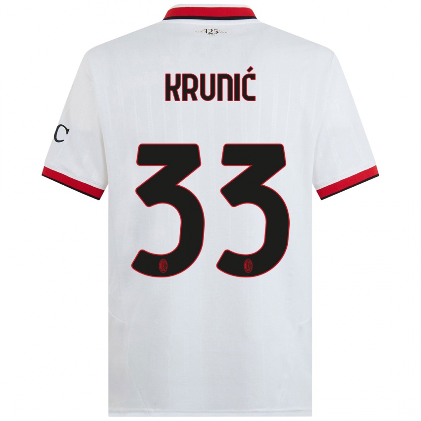 Niño Camiseta Rade Krunic #33 Blanco Negro Rojo 2ª Equipación 2024/25 La Camisa