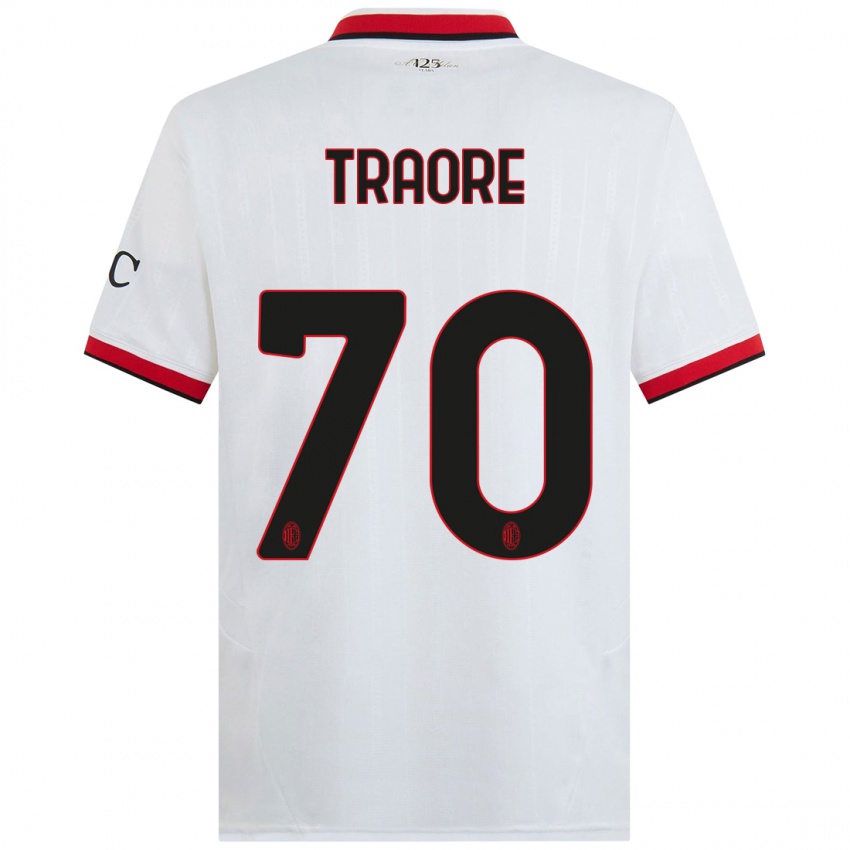 Niño Camiseta Chaka Traore #70 Blanco Negro Rojo 2ª Equipación 2024/25 La Camisa