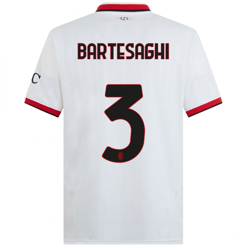 Niño Camiseta Davide Bartesaghi #3 Blanco Negro Rojo 2ª Equipación 2024/25 La Camisa