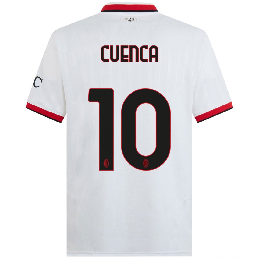 Niño Camiseta Hugo Cuenca #10 Blanco Negro Rojo 2ª Equipación 2024/25 La Camisa