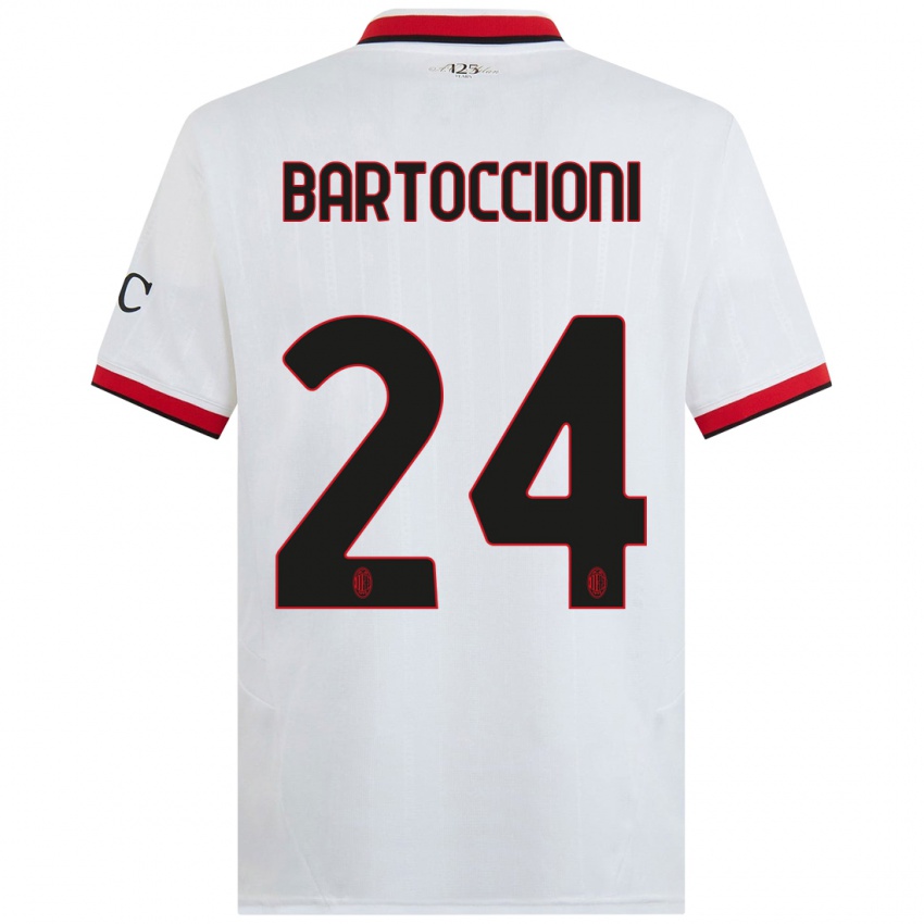 Niño Camiseta Andrea Bartoccioni #24 Blanco Negro Rojo 2ª Equipación 2024/25 La Camisa