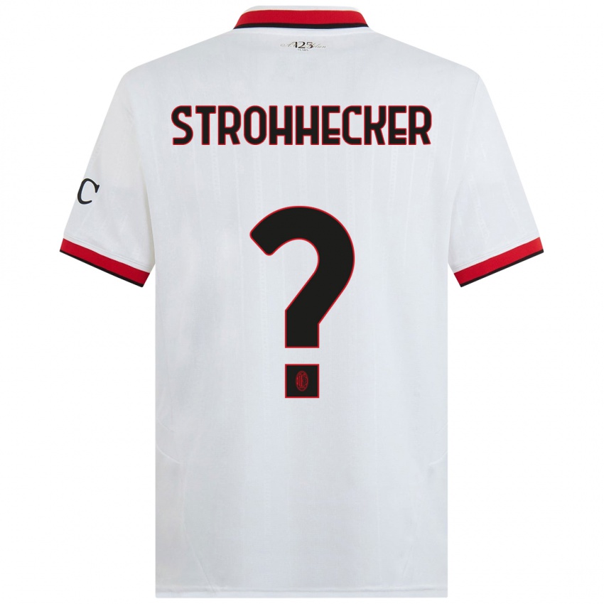 Niño Camiseta Riccardo Strohhecker #0 Blanco Negro Rojo 2ª Equipación 2024/25 La Camisa