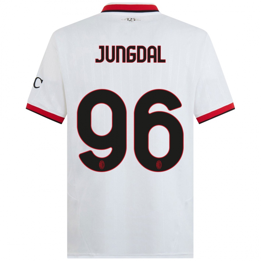 Niño Camiseta Andreas Jungdal #96 Blanco Negro Rojo 2ª Equipación 2024/25 La Camisa