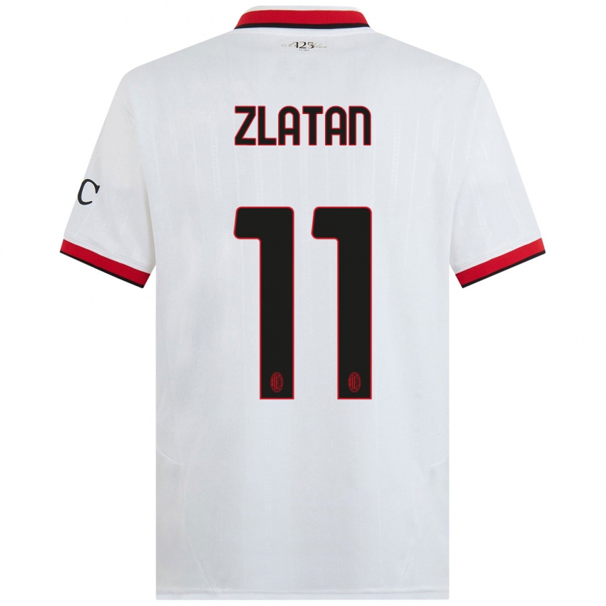 Niño Camiseta Zlatan Ibrahimovic #11 Blanco Negro Rojo 2ª Equipación 2024/25 La Camisa