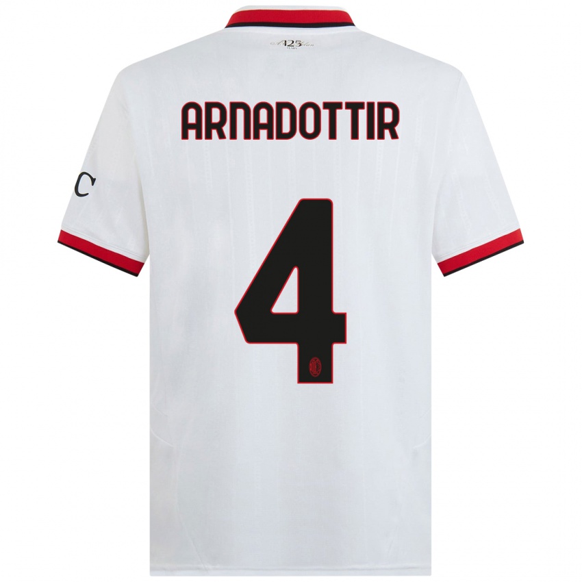 Niño Camiseta Guony Arnadottir #4 Blanco Negro Rojo 2ª Equipación 2024/25 La Camisa