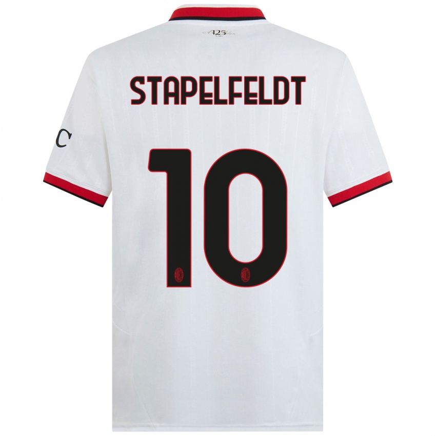 Niño Camiseta Nina Stapelfeldt #10 Blanco Negro Rojo 2ª Equipación 2024/25 La Camisa