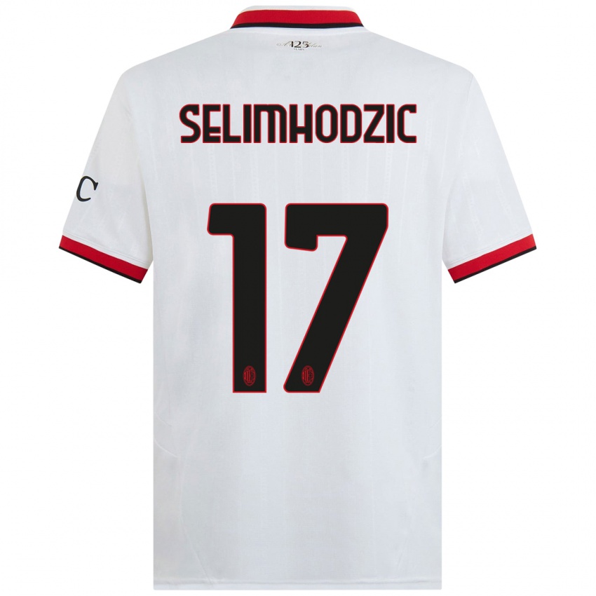 Niño Camiseta Noa Selimhodzic #17 Blanco Negro Rojo 2ª Equipación 2024/25 La Camisa