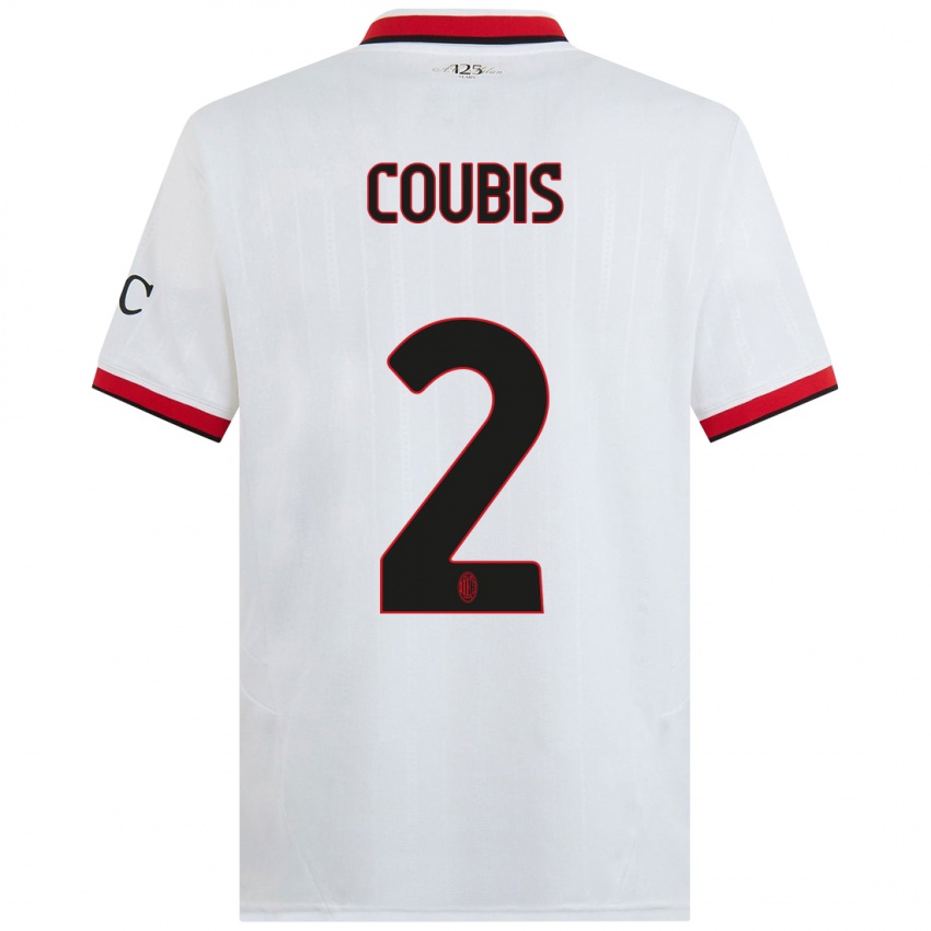 Niño Camiseta Andrei Coubis #2 Blanco Negro Rojo 2ª Equipación 2024/25 La Camisa