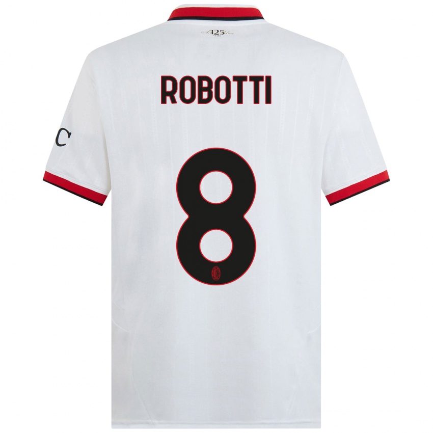 Niño Camiseta Giovanni Robotti #8 Blanco Negro Rojo 2ª Equipación 2024/25 La Camisa