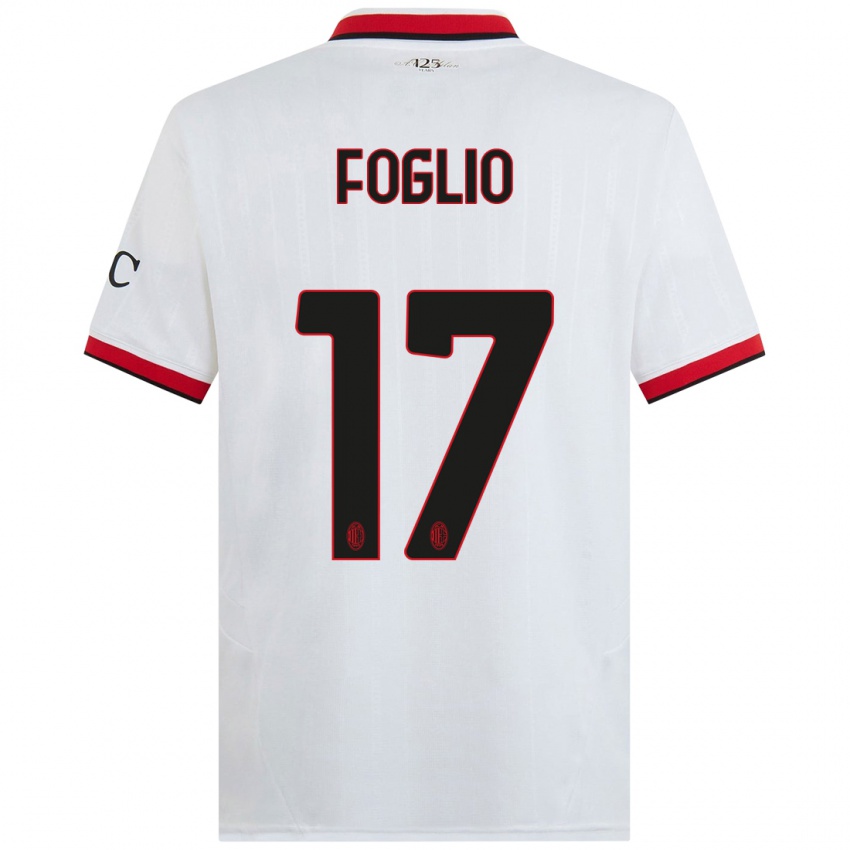 Niño Camiseta Christian Foglio #17 Blanco Negro Rojo 2ª Equipación 2024/25 La Camisa