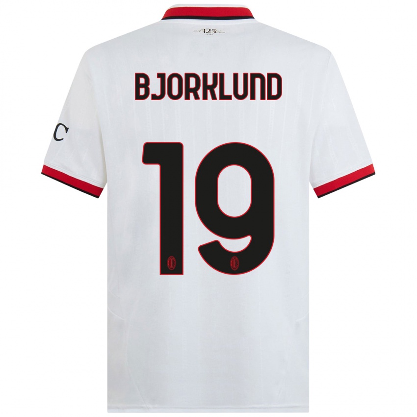 Niño Camiseta Lukas Bjorklund #19 Blanco Negro Rojo 2ª Equipación 2024/25 La Camisa