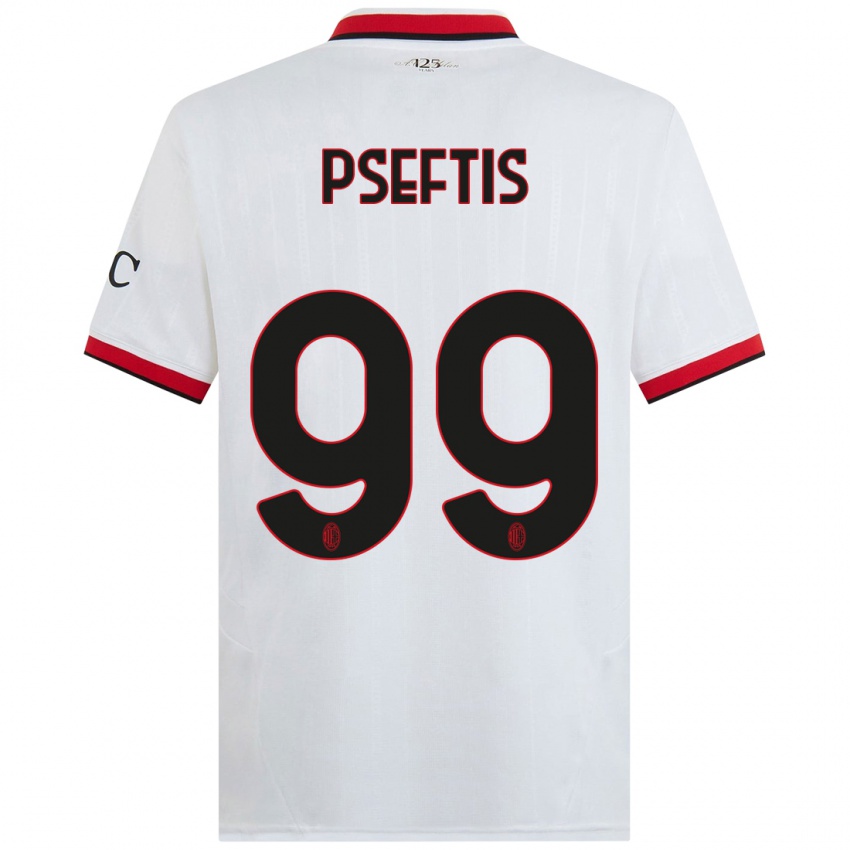 Niño Camiseta Fotios Pseftis #99 Blanco Negro Rojo 2ª Equipación 2024/25 La Camisa